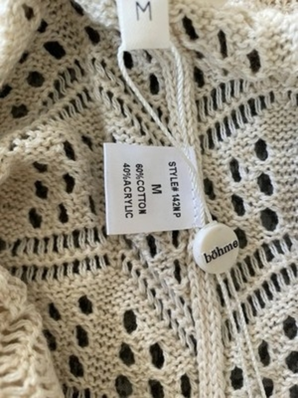 Bohme Crochet Pants Women’s Beige Full Length Boho Pants Size M NWT - Picture 7 of 8